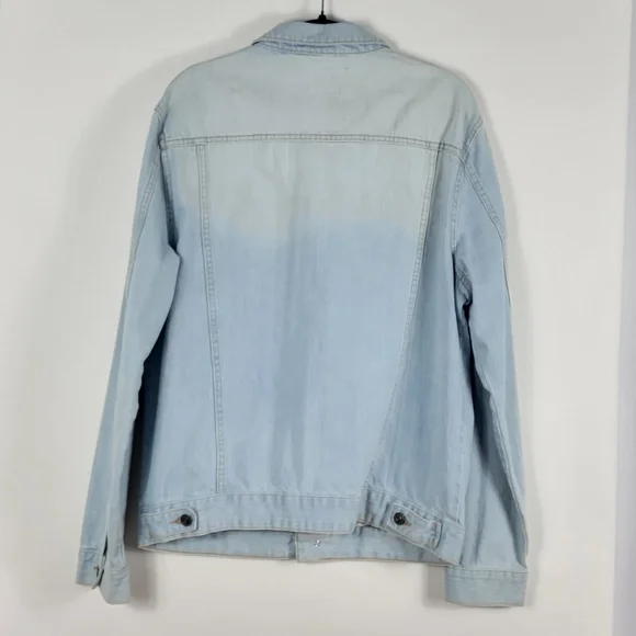 Primark Distressed Blue Denim Jean Jacket Size Large - Picture 4 of 8